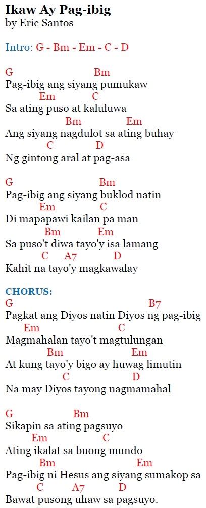 sapagkat diyos ay pag ibig lyrics and chords